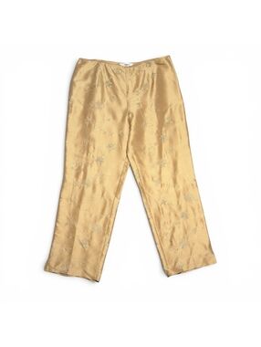 Vintage Deadstock Peter Martin Gold Silk Floral Embroidered Pants Size 14